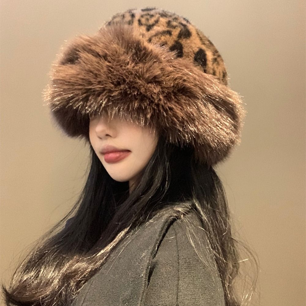 Conjunto de bufanda y sombrero cálidos y gruesos para mujer, gorro panamá a prueba de viento de piel sintética, gorro de pescador de felpa suave