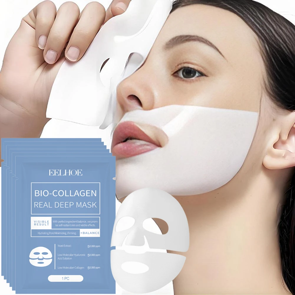 Bio colágeno máscara facial elevador pele firme anti envelhecimento desbotamento rosto linha fina reparação barreira encolher poros hidratante brilho da pele do rosto