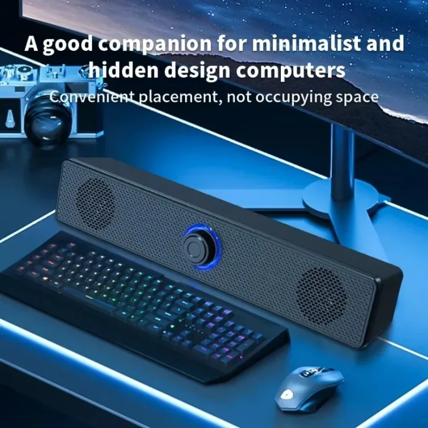XIKCU Wireless Bluetooth and PC Soundbar Wired Speaker USB Powered Soundbar for TV Pc Laptop Home Theater Surround Audio System