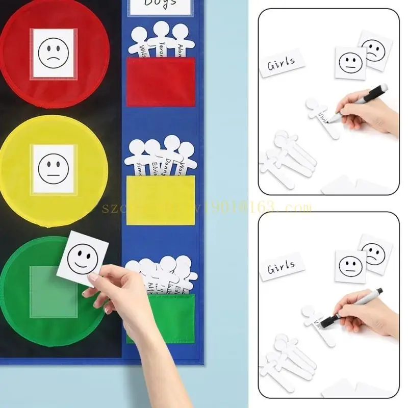 62KA Trẻ Biểu đồ hành vi Ngăn chặn Biểu đồ bỏ túi để quản lý lớp học, với 5 thẻ trống và gậy đồng tử