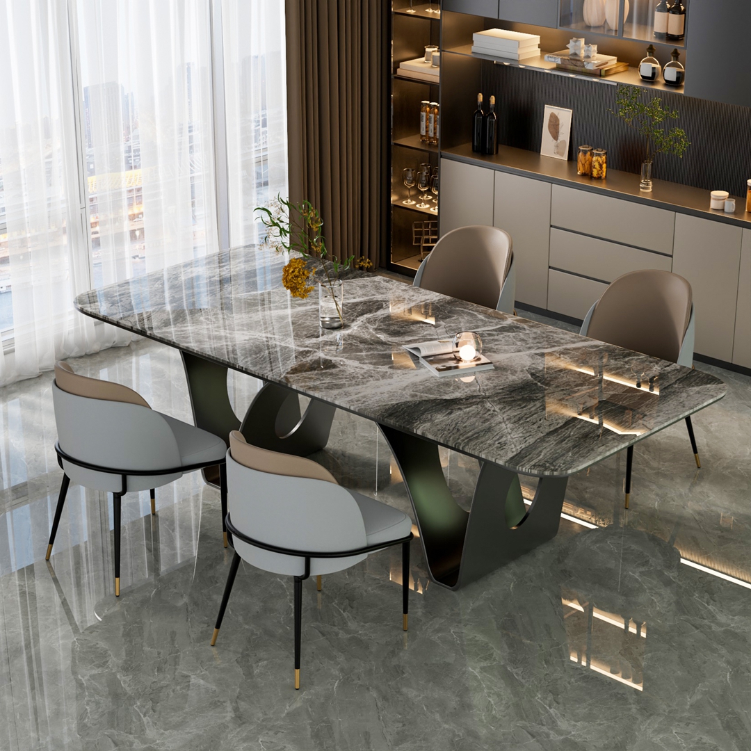 2-Piece Dining Chairs Black Metal Frame Two-Tone Microfiber Leather Upholstered Seat Modern Side Chairs for Dining/Living Room