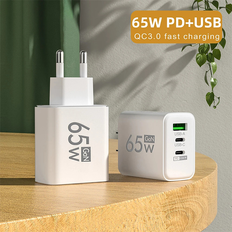 GaN carga rápida 65W USB tipo C cargador UE KR PD 3,0 carga rápida pared para adaptador de teléfono para iPhone 15 Xiaomi Huawei Samsung
