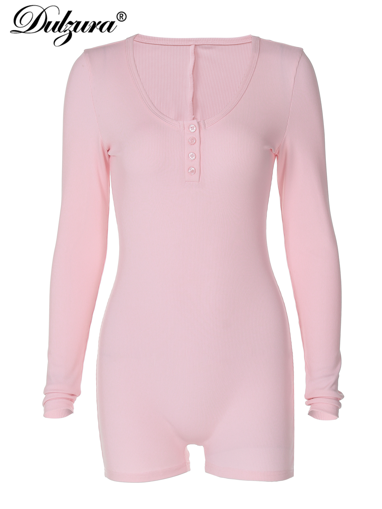 Dulzura スキニー長袖ロンパース固体ボディコンジャンプスーツロンパースイブニングパーティークラブホリデーワークアウトスポーツ女性服 Y2K