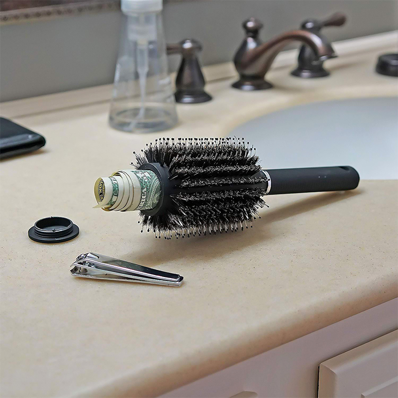 HEE RAK Escova de cabelo Pente Diversion Stash Funções de compartimento oculto seguro como escova autêntica perfeita para viagens ou em casa