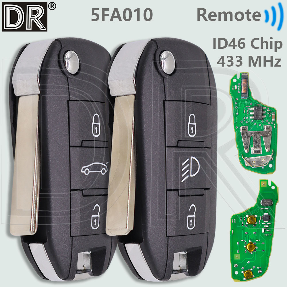 DR 5FA010 ID46 PCF7941 чип 433 МГц откидной автомобильный дистанционный ключ для Peugeot 208 2008 301 308 508 5008 Citroen C2 C3 C4-Cactus C-Elysee