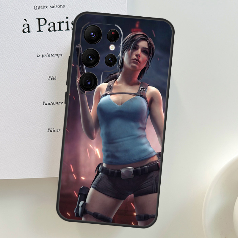 Casing Lara Croft Raider untuk Samsung Galaxy S23 S22 Ultra Plus S20 S21 FE S9 S10 Note 10 Plus 20 Ultra Cover