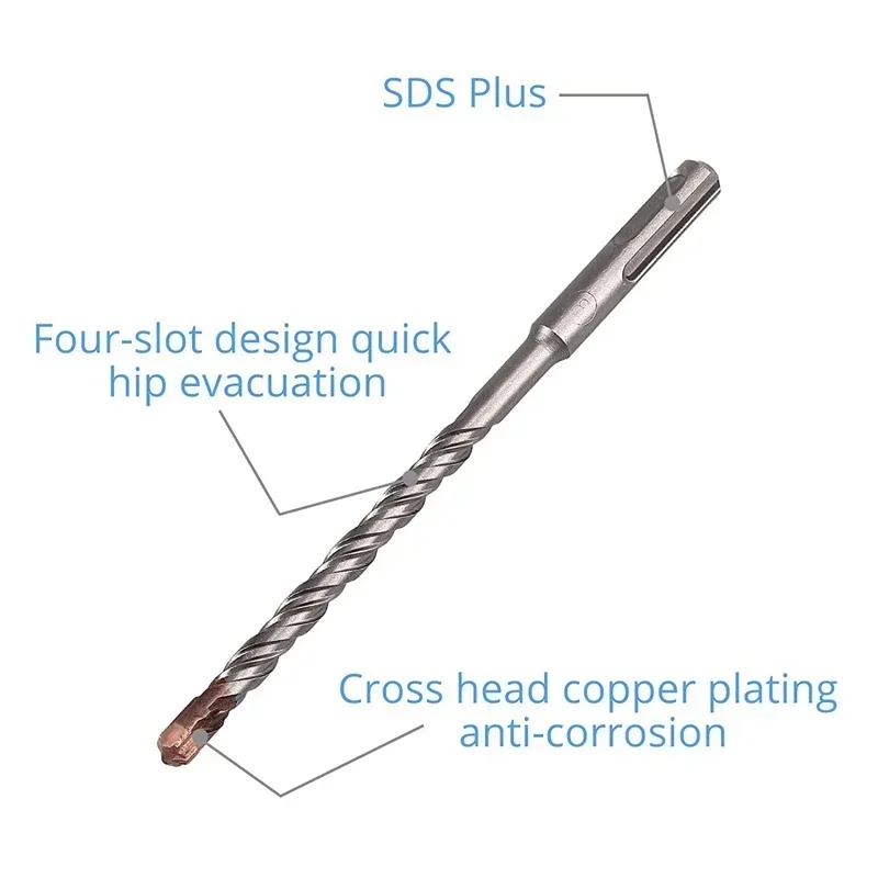 7 Chiếc 4 Sáo Mũi Khoan Bê Tông SDS Plus Mũi Khoan Búa Bộ 5 6 8 10 12 14 16 18Mm 160 200Mm Cho Bê Tông Gạch Đá Khối Nề Và Đá Hoa Cương