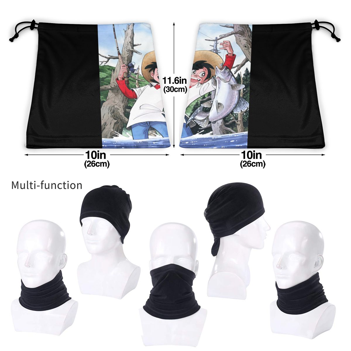 Meme tribto sampei ragazzo pescatore อนิเมะมังงะผ้าพันรอบคอแบบเรียบง่ายครึ่งหน้ากากป้องกันแสงแดด
