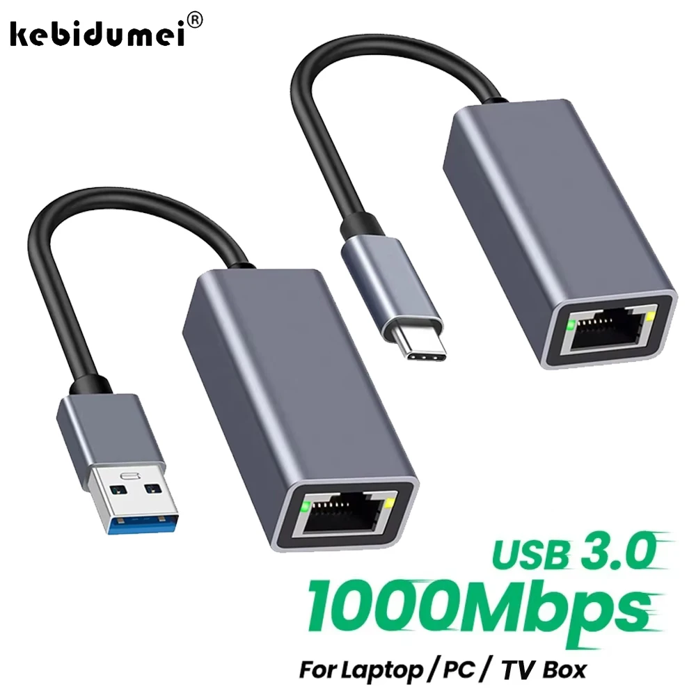 10/100/1000 Мбит/с USB 3.0 Проводная сетевая карта USB-RJ45 Тип C-RJ45 LAN Ethernet-адаптер для ПК Macbook Windows Ноутбук