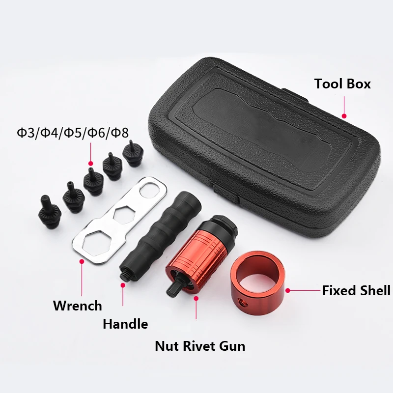 ไฟฟ้า Rivet Nut ปืน M3 M4 M5 M6 M8ไร้สาย Riveting Bor Listrik Adapter เครื่องมือดึง Rivet ปืนอลูมิเนียมเล็บปืน