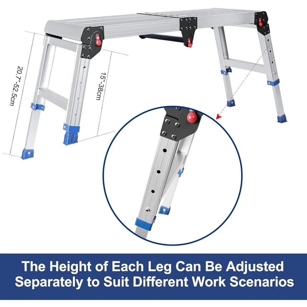 Foldable Aluminum Work Platform, 12.7 lb, Easy-Installation, Capacity of 330 lbs, Non-Slip, Step Stool for Adults with Adjustabl