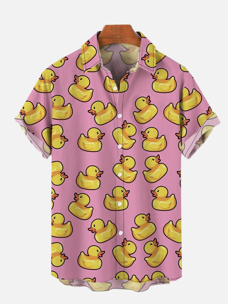 Camicie Cosplay da uomo Unisex stampe 3D Splicing Cartoon Cute Duck Printing camicia a maniche corte camicie hawaiane di moda per uomo