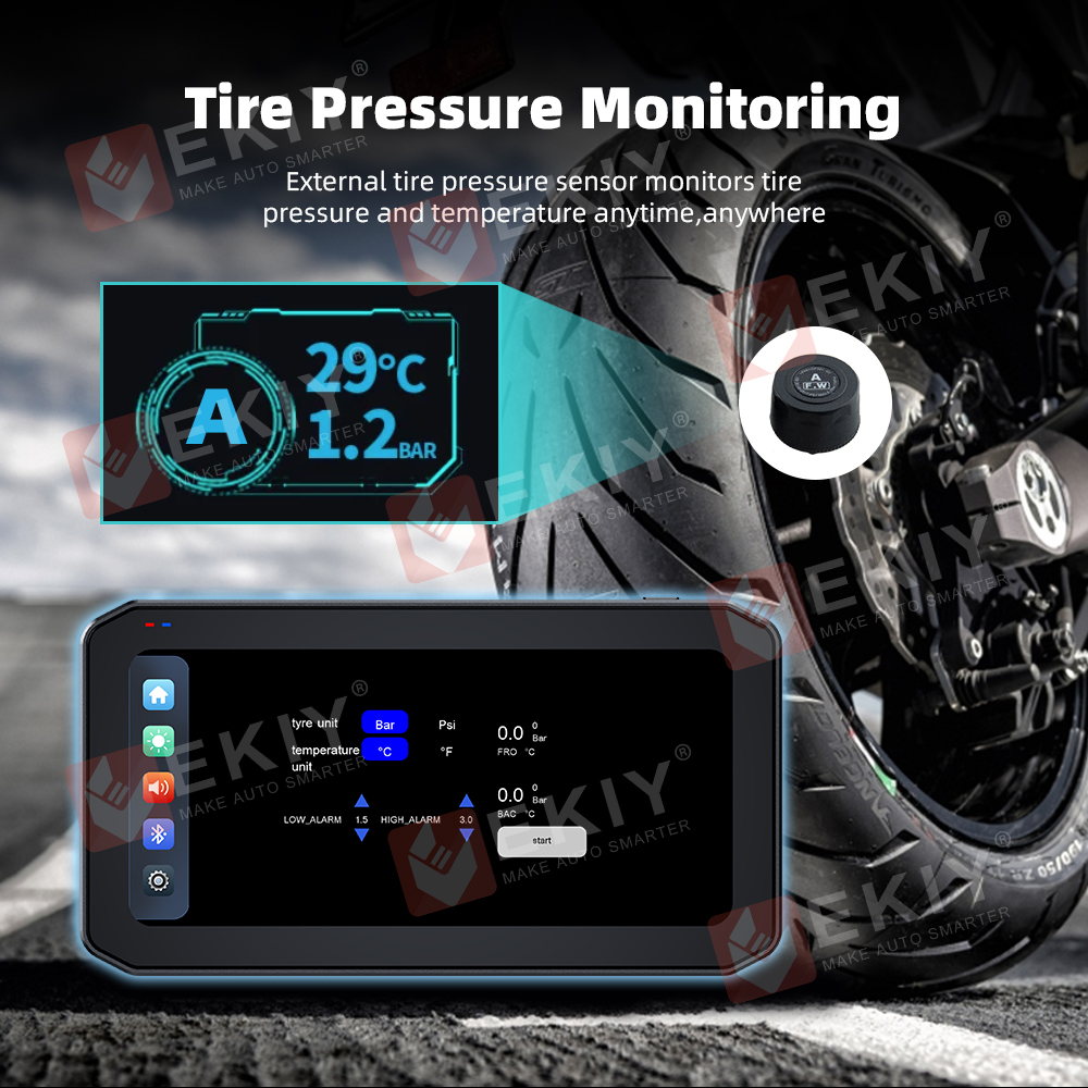 EKIY 6,25" draadloze CarPlay Moto Android Auto draagbare digitale motorfiets dashboard GPS-navigatie scherm TPMS-monitor