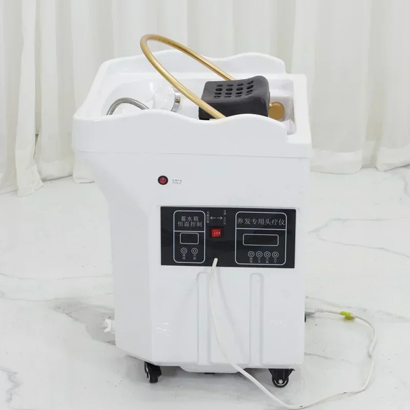 Equipamento de spa para salão de cabeleireiro, cama de shampoo móvel, cadeira de spa com cabeça reclinável e circulação de água, modo de spa com cabeça cascata, dedicado