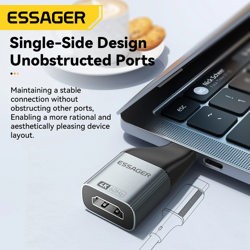 Essager USB Type-C к HDMI-совместимому адаптеру DP VGA Mini DP 4K при 120 Гц 8K при 60 Гц HD-конвертер передачи видео для MacBook TV Box