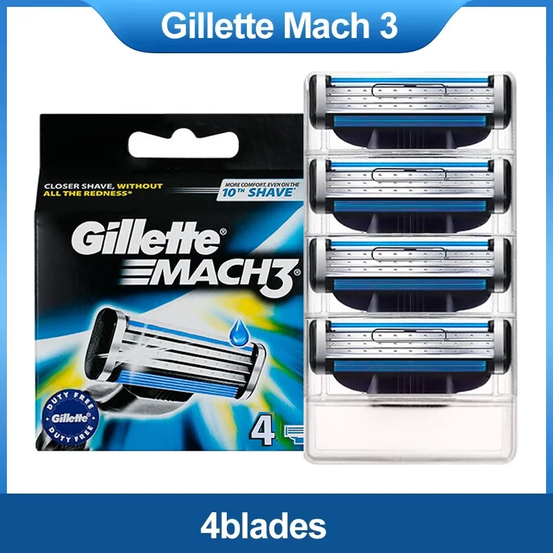Бритвенные лезвия Gillette Mach3 для мужчин, бритвенные заправки с 3-слойными лезвиями, картриджи для быстрой стрижки бороды, 4 шт., 8 шт.