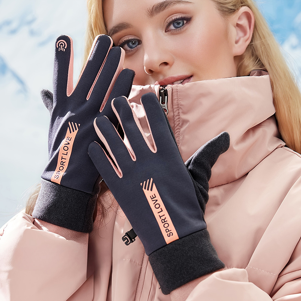 1 par de inverno impermeável à prova de vento antiderrapante tela de toque luvas quentes, para ciclismo ao ar livre, condução, esqui
