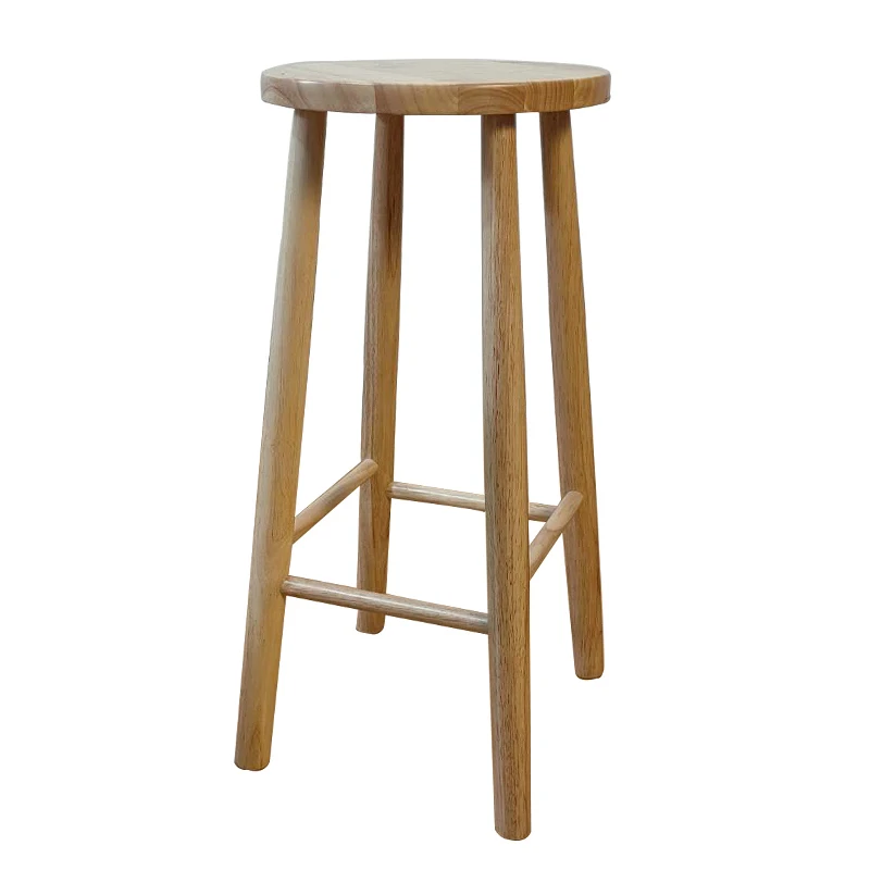 Silla de Bar moderna de estilo nórdico, sillas de restaurante para el hogar de madera maciza, taburete minimalista de base alta, muebles prácticos y estables para el hogar