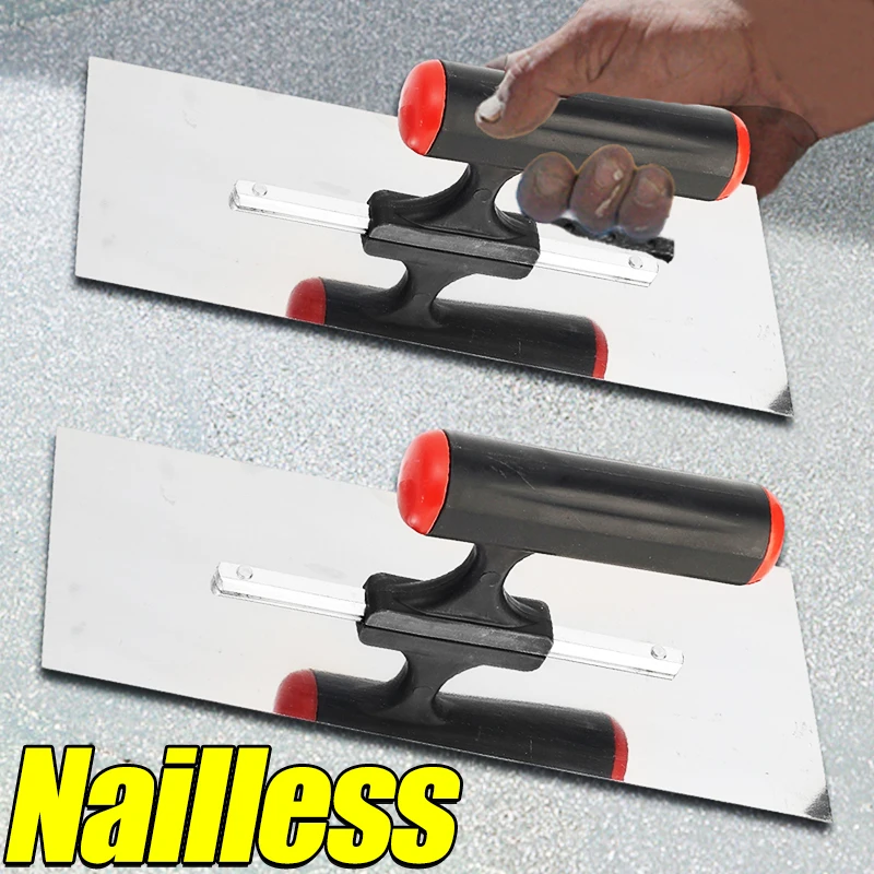 Paleta de enyesado sin clavos, paletas de cemento de acero inoxidable para paneles de yeso, raspado, acabado de construcción, herramientas profesionales de enyesado