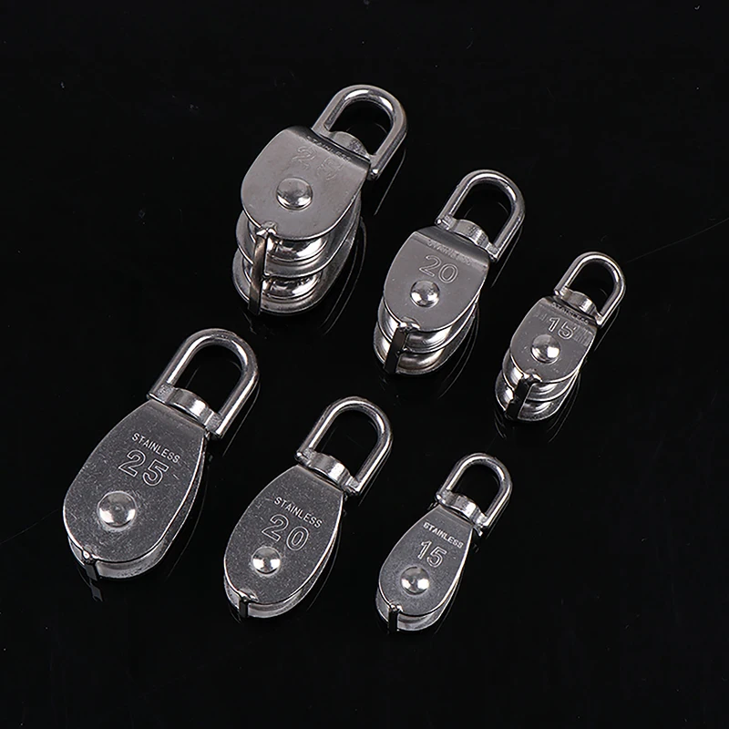 Juego de polea de cuerda de elevación giratoria de una sola rueda, herramientas de rueda de elevación, bloque de polea doble, acero inoxidable 304, M15, M20, M25, M32, 1 ud.