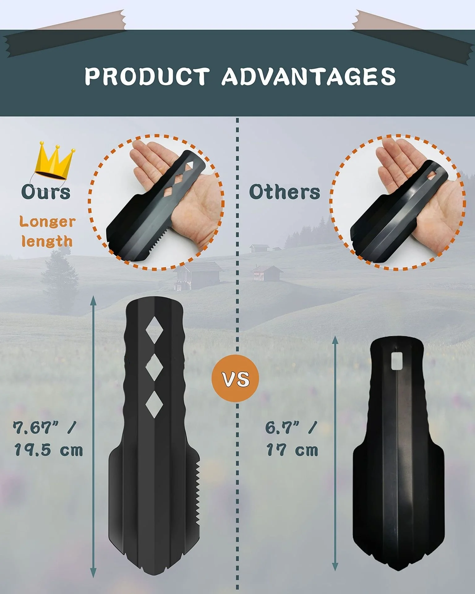 Ultralight Backpacking Trowel Shovel Small Potty Multitool with Longer Handle Design Essential for Hiking Camping and Survival