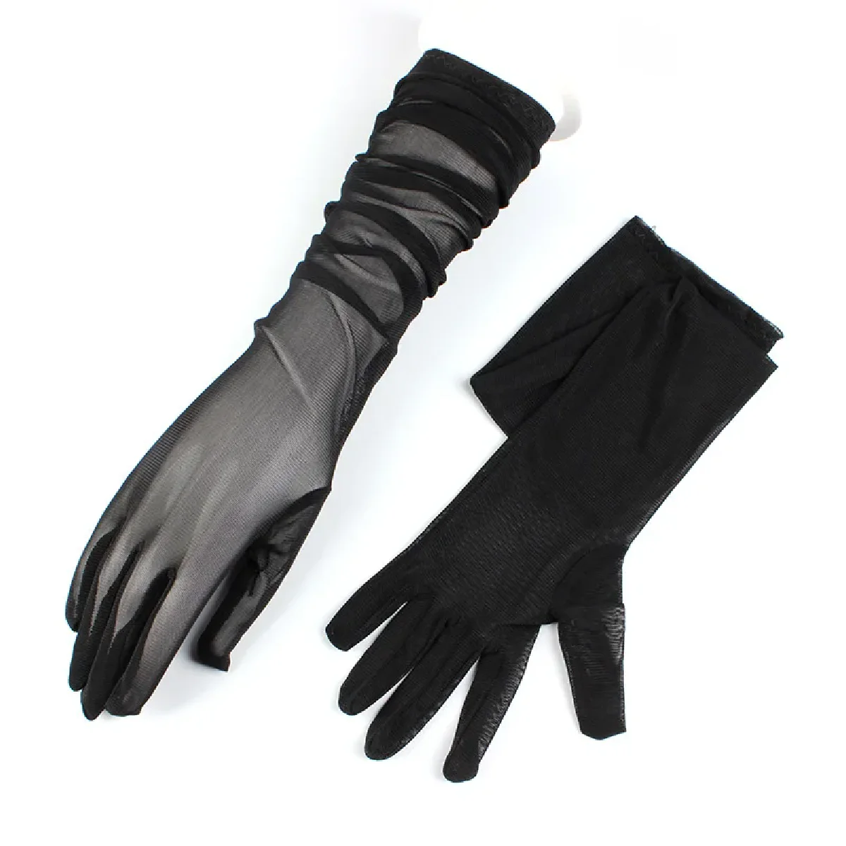 Bas élastiques transparents en maille pour femmes, gants longs en dentelle fine et respirante pour spectacle de Bar, Cosplay, danse sur poteau noir
