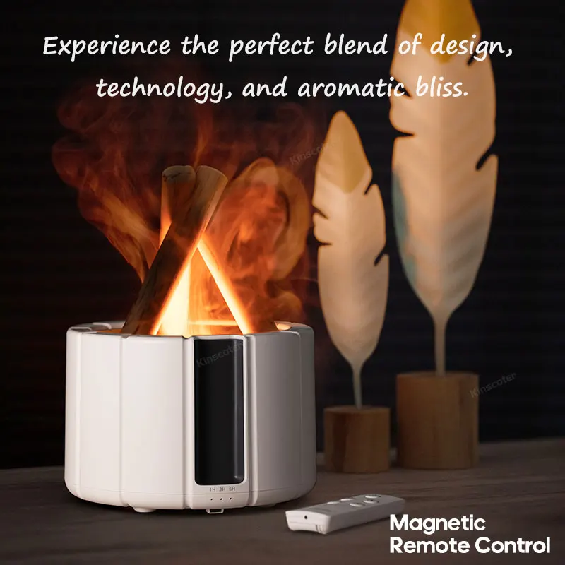 KINSCOTER จําลองเปลวไฟ Aroma Diffuser Bonfire Air Humidifier อัลตราโซนิก Cool Mist Maker Fogger LED โคมไฟน้ํามันหอมระเหย Difusor