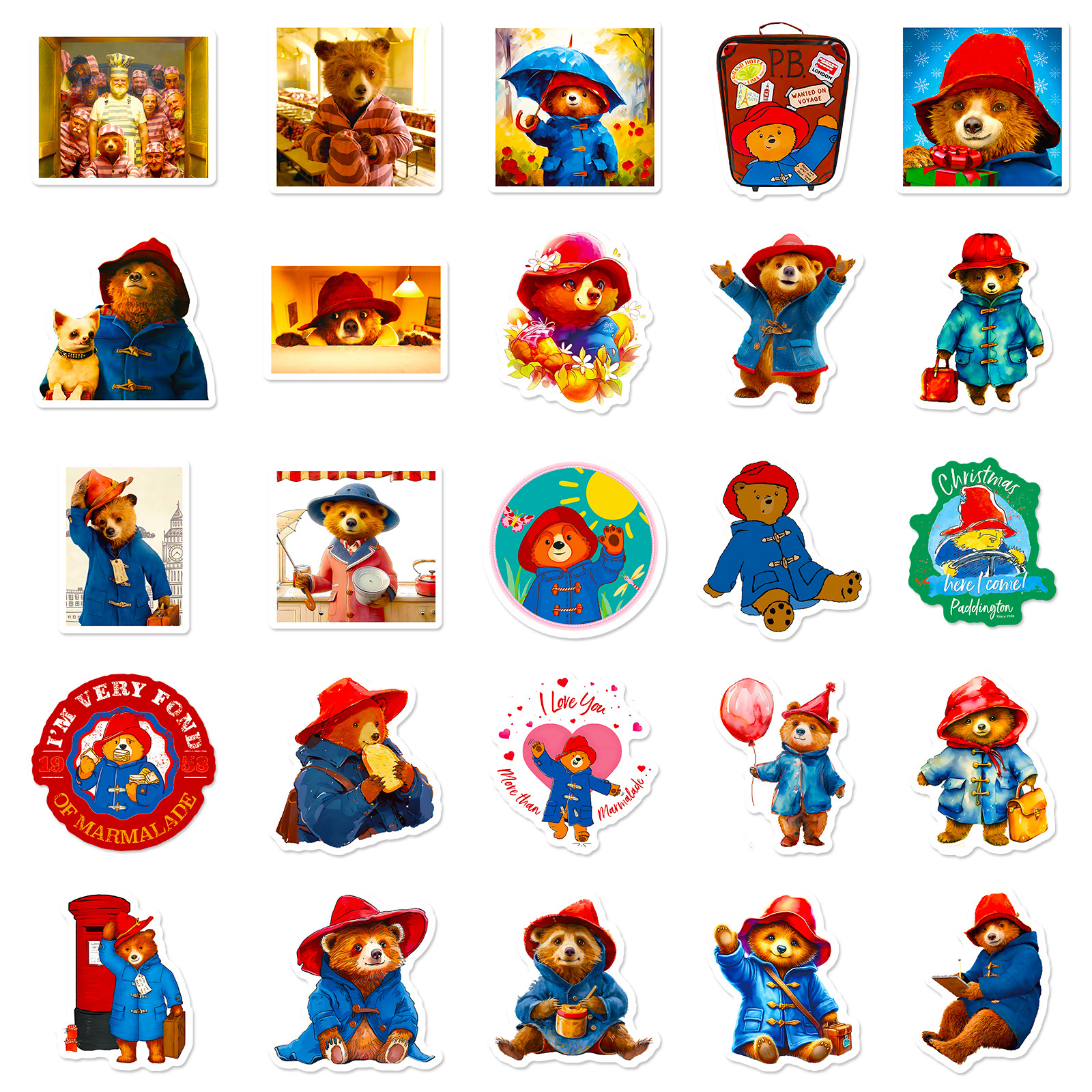 10/30/50PCS Paddington Jam Bear Cartoon Sticker DIY Phone Laptop Luggage Skateboard Graffiti Decals Fun for Kid Gift