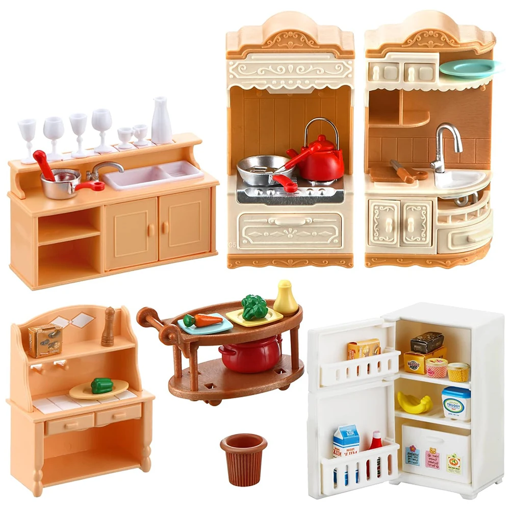Mobili per casa delle bambole Set da gioco da cucina Frigorifero in miniatura 1:12 Mini cibo Set di divani per soggiorno Giochi di imitazione Accessori Giocattolo