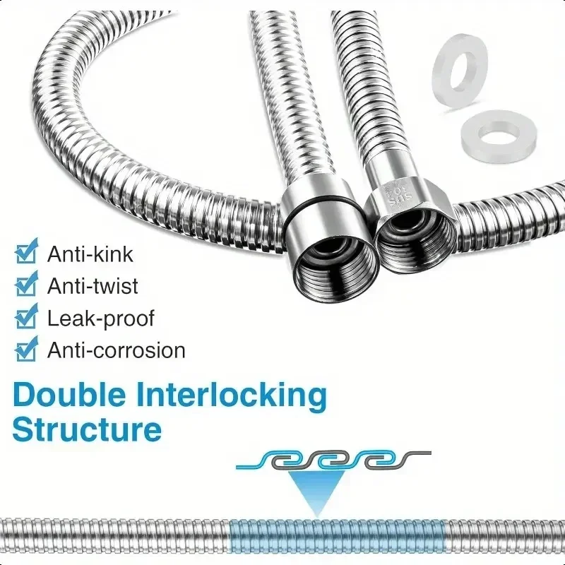 Baokemo Stainless Steel Flexible Shower Hose Tube Pipe For Bathroom Accessories Shower Tube High Strength Hot And Cold Hose