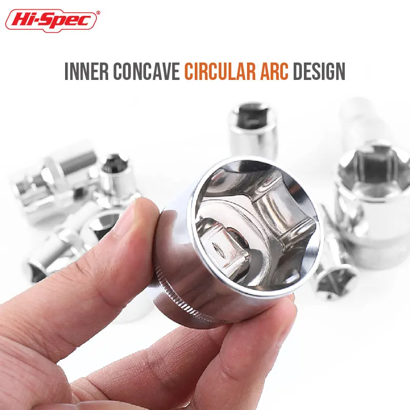 Hi-Spec 8-36mm 1/2" Drive Deep Impact Socket Set CR-V Steel Ratchet Wrench Socket Hex Sockets Nut Removal Hand Tools Sockets Set