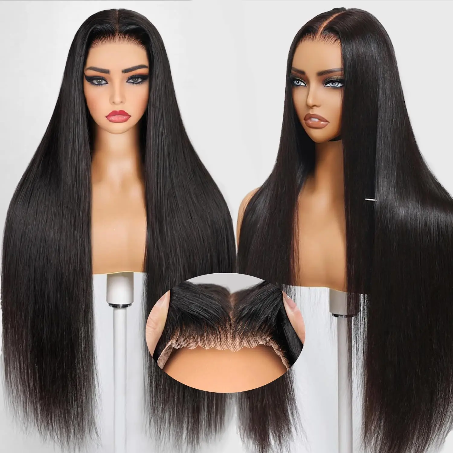 Wear and go peruca sem cola cabelo humano pré-cortado pronto para usar 4x4 fechamento frontal do laço peruca reta sem cola peruca de cabelo humano para mulher