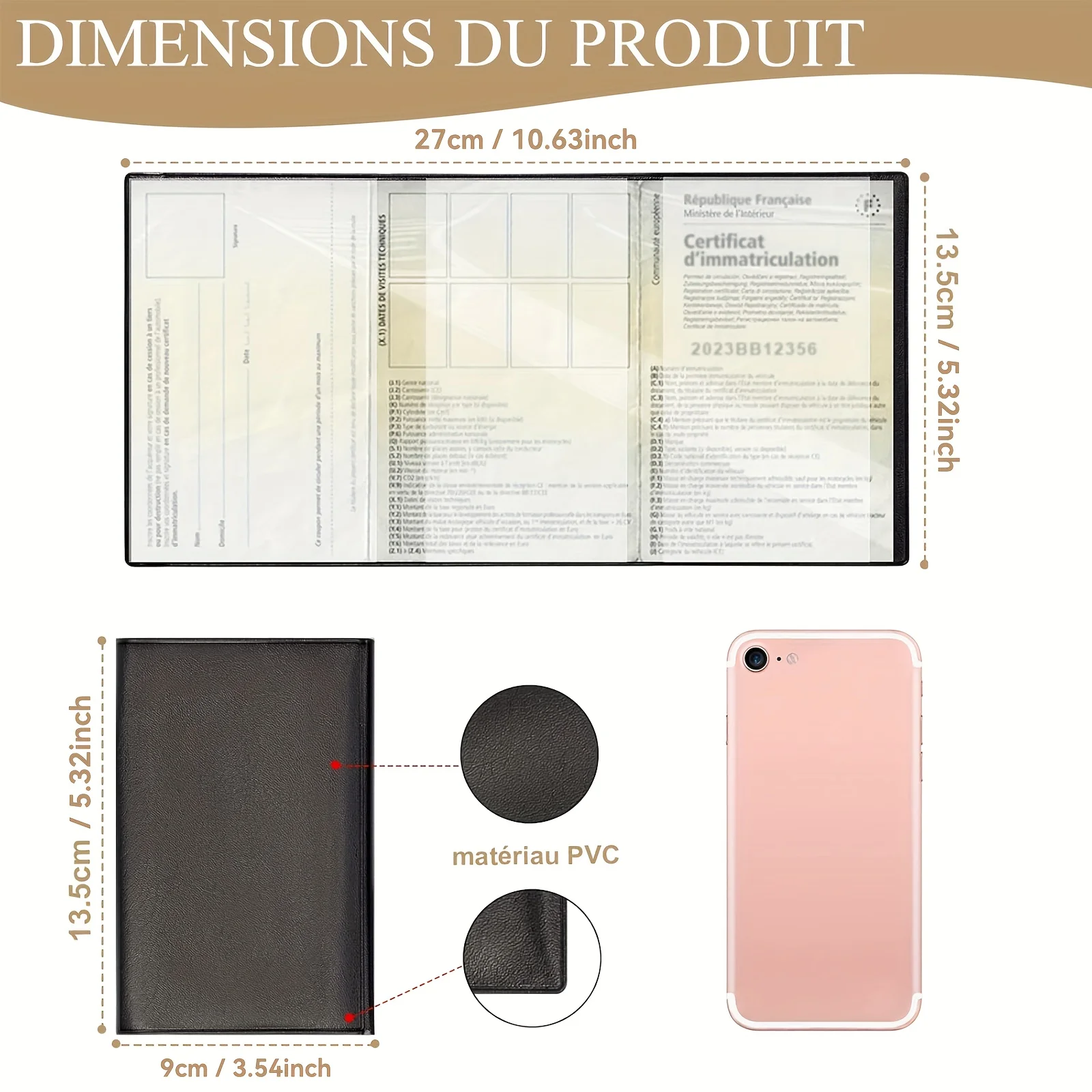 Portatarjetas de registro y seguro de vehículos: funda de plástico transparente para documentos de automóviles/motocicletas
