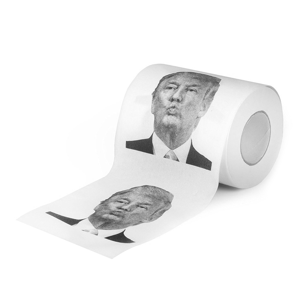 Donald Trump Roll Tissue Witz Spaß Papier Tissue Gag Geschenk nicht verblassen ungiftig staubfreien Streich kreative Badezimmer Toiletten papier Taschentuch