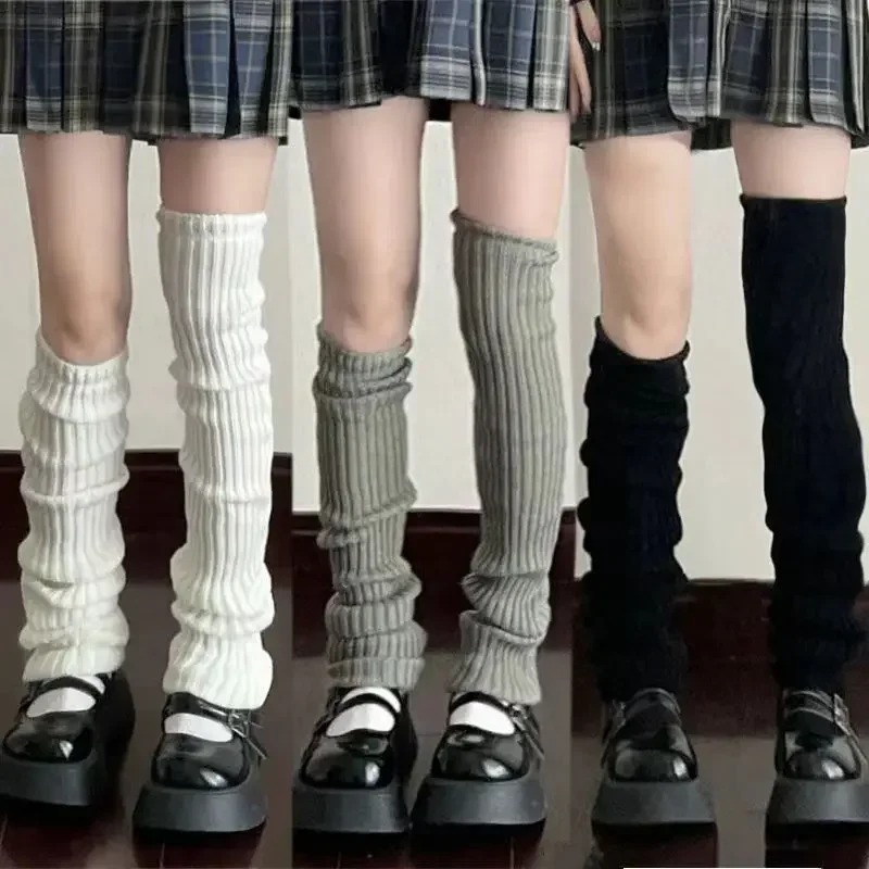 Calentadores de piernas Lolita para mujer, calcetines largos tejidos de lana, cubierta para pies, calentador de brazos Y2K, calcetines de ganchillo para otoño e invierno, medias con puños para botas