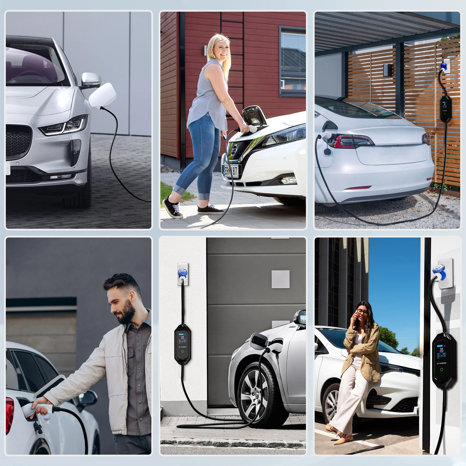 AFYEEV 32A 7.2KW ポータブル EV 充電器 Type2 Type1 電気自動車充電器 GB/T EVSE 充電ケーブル Wi-Fi Bluetooth APP 制御