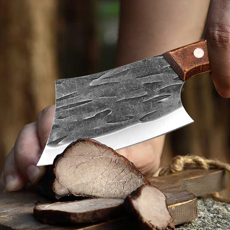 Faca de açougueiro forjada à mão, 4 polegadas, aço inoxidável, faca de peixe, cabo de madeira, cozinha, cutelo de carne, chef, cortar faca de cozinha