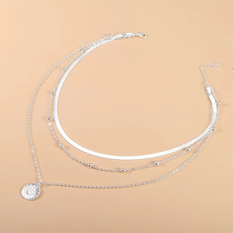 925 เงินสเตอร์ลิงสามชั้นสร้อยคองู CHAIN Charm Ball CHAIN ของขวัญ PARTY สําหรับผู้หญิงประณีตเครื่องประดับ