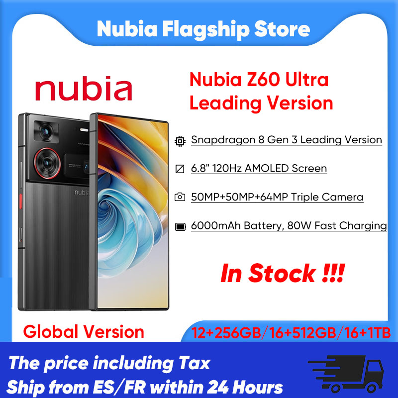 Zte Nubia Z60 Version Ultra leader Smartphone 5g Snapdragon 8 Gen 3 Version leader 6.8 ''120Hz Écran Amoled 80W Charge rapide 64Mp Caméra Nfc