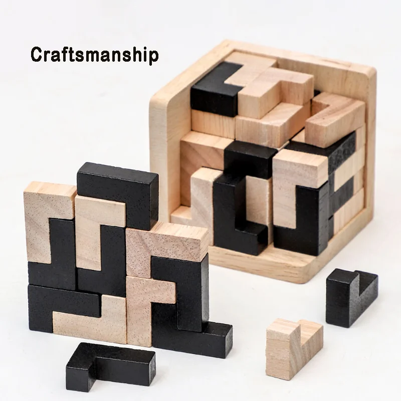 3D Cube ปริศนา Luban Interlocking CreativeEducational ของเล่นไม้สมอง lQ Mind EarlyLearning เกมของขวัญเด็ก Letter 54L