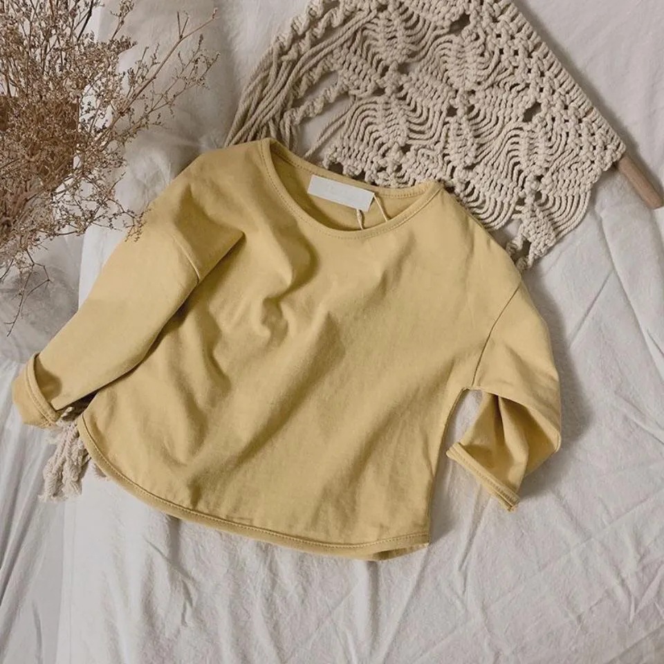 Camisa de manga larga de fondo para niño y niña, Camiseta holgada Retro, Tops de algodón para bebé, camisetas informales para niños pequeños, Otoño e Invierno