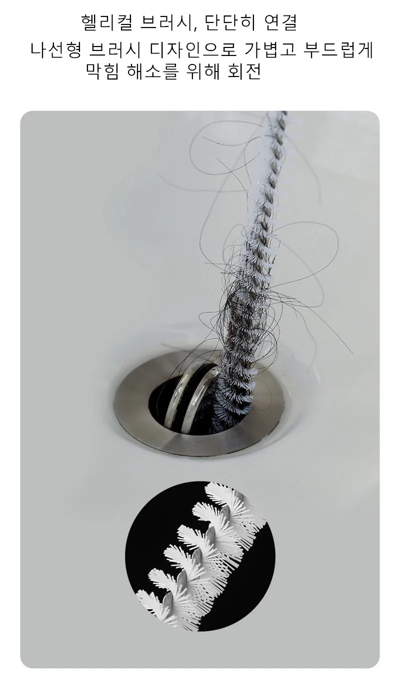 Spazzola per dragaggio tubi Bagno Capelli Fogna Lavello Spazzola per pulizia Detergente per scarichi Detergente flessibile Strumento per rimuovere fori con tappo per intasamento da cucina