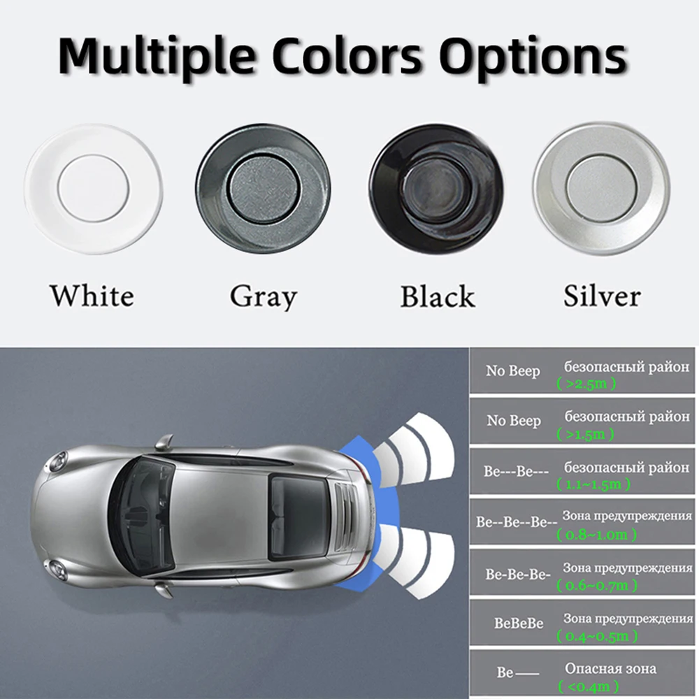 HIPPBQCC Kit de sensores de aparcamiento para coche 4 sensores zumbador 22mm Radar de respaldo inverso sistema de sonda indicadora de alerta de sonido 12V envío gratis