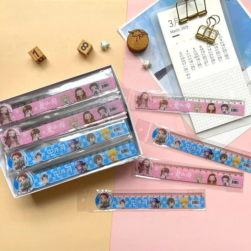 6pcs/lot Kawaii Demon Slayer Ruler 15 cm Measuring Straight Rulers Drawing Tool Promotional Stationery gift school supplies