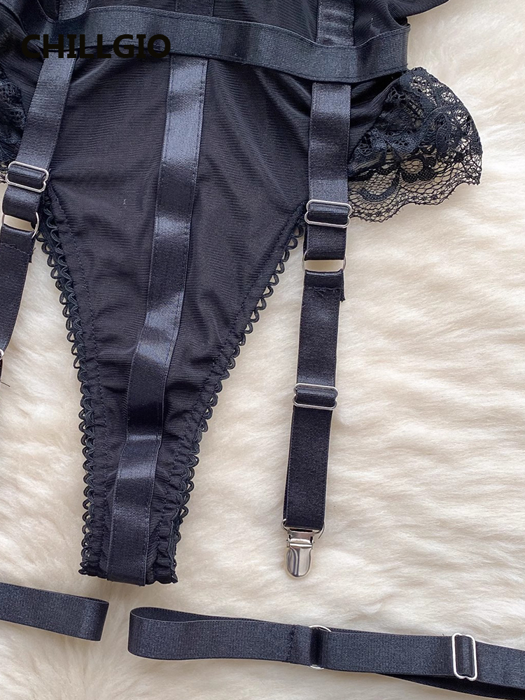 CHILLGIO ผู้หญิงเซ็กซี่ Lace Strappy ชุดชั้นใน Bodycon One Piece ชุดเร้าอารมณ์ Onesie แฟชั่น Vintage Push Up Rompers