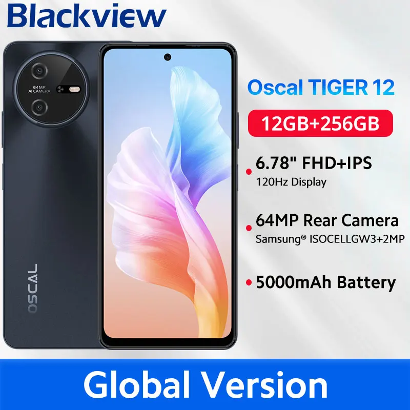 [Estreno mundial] OSCAL TIGER 12 Smartphone Android13 Helio G99 6,78 ''120Hz 2,4K pantalla teléfono celular 24GB 256GB 64MP teléfono móvil