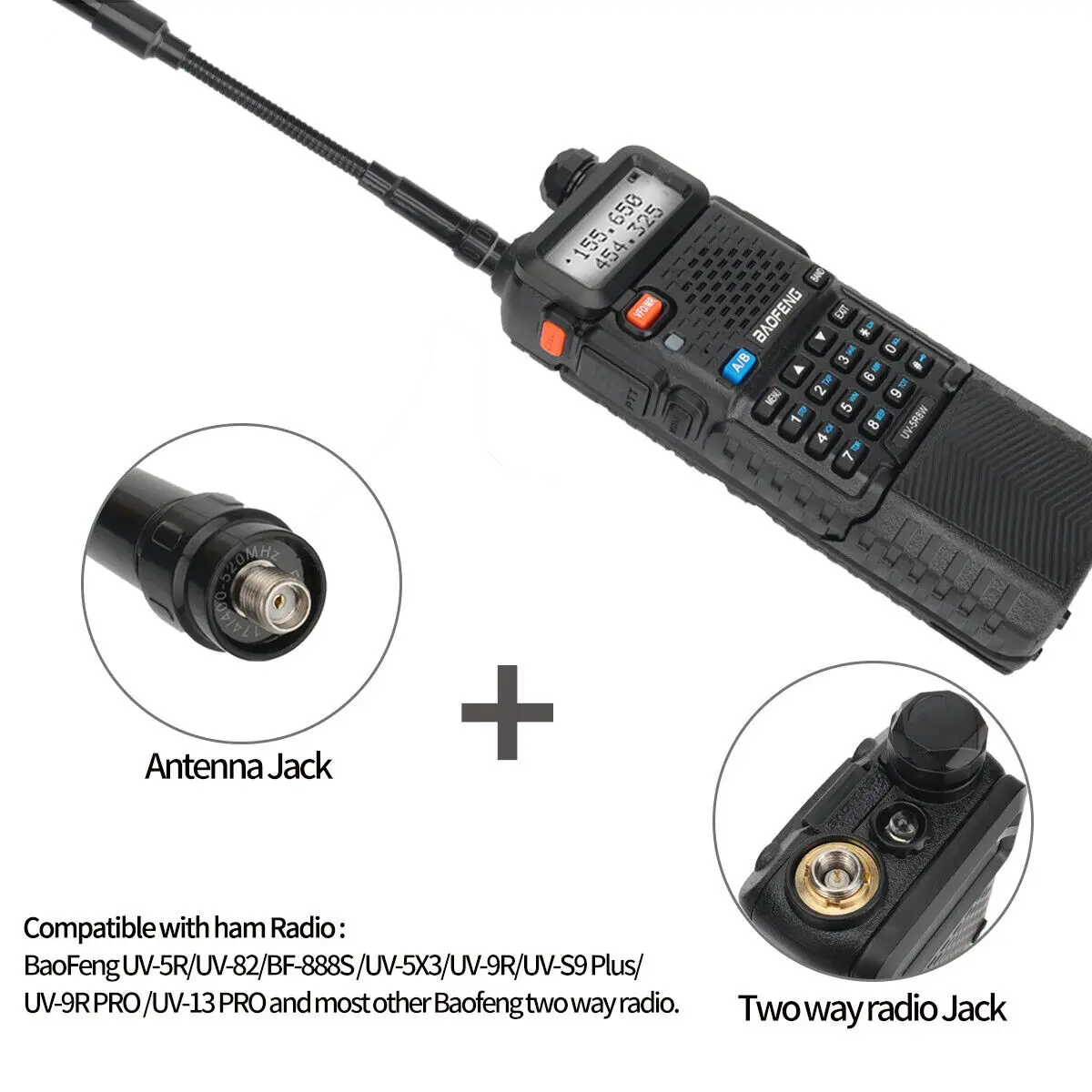 Abbree faltbare Schwanenhals taktische Antenne biegbare SMA-F für Baofeng UV-5R Quan sheng UV K5 Walkie Talkie