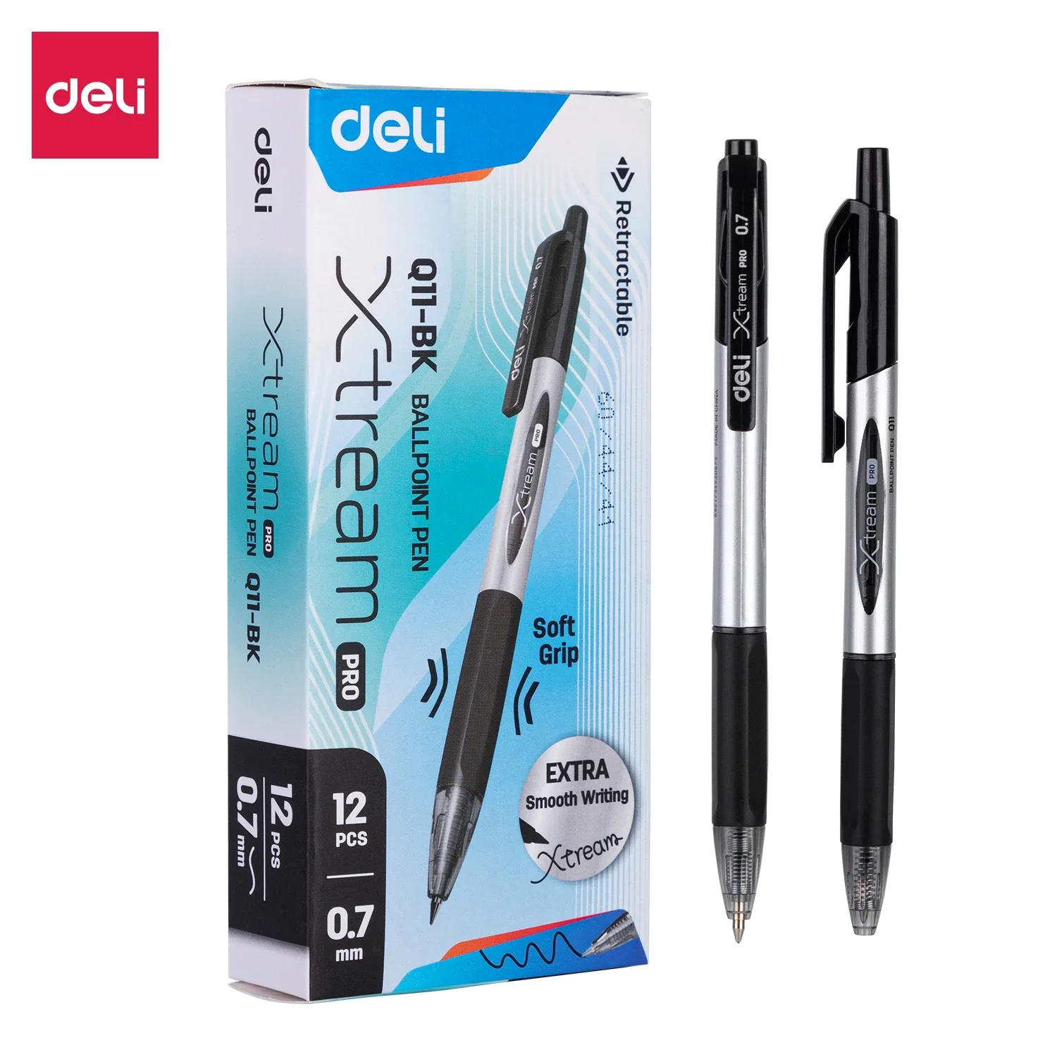 Deli 12 stücke Hohe Qualität 0,7mm Kugelschreiber Schwarz Blau Tinte Tragbare Unterschrift Stift Schreiben Werkzeug Für Schule Büro liefert