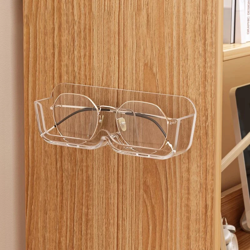 Self-Adhesive Wall-Mounted Glasses Organizer & Display Space-Saving Sunglasses Storage Rack for Modern Home Bathroom or Office