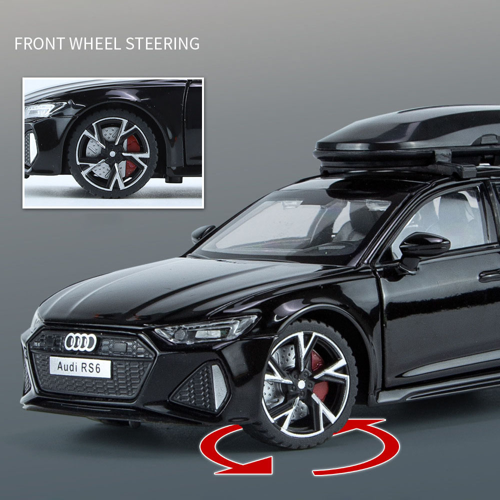 Modelo de carro de brinquedo audi rs6 1:32, com portas de luz sonora, modelo fundido de liga aberta, coleção de veículos, brinquedo para meninos, adultos, presente de festival